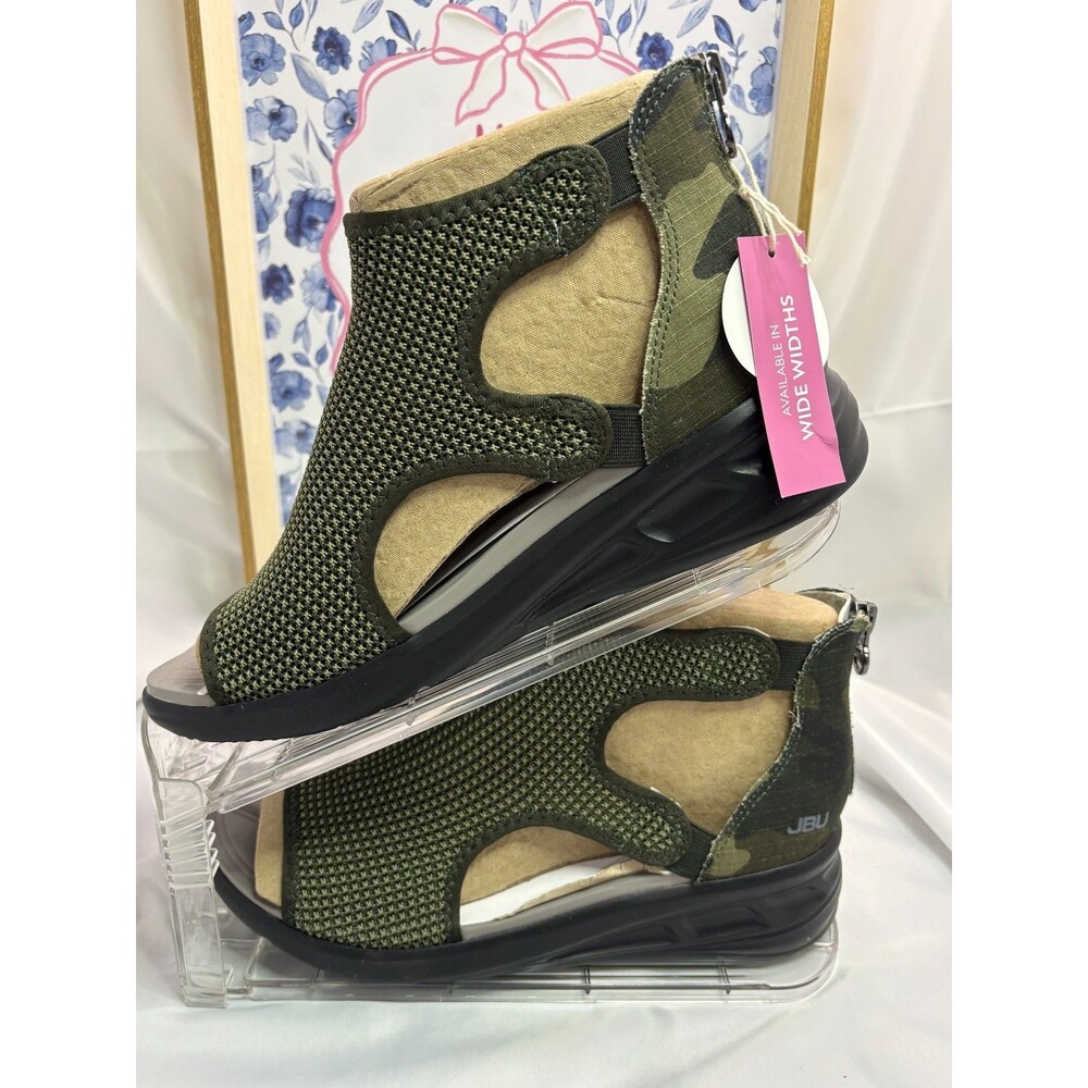 JBU Sport Vegan Sport Sandals – Women’s Size 9W (Wide), Green/Black/Camouflage